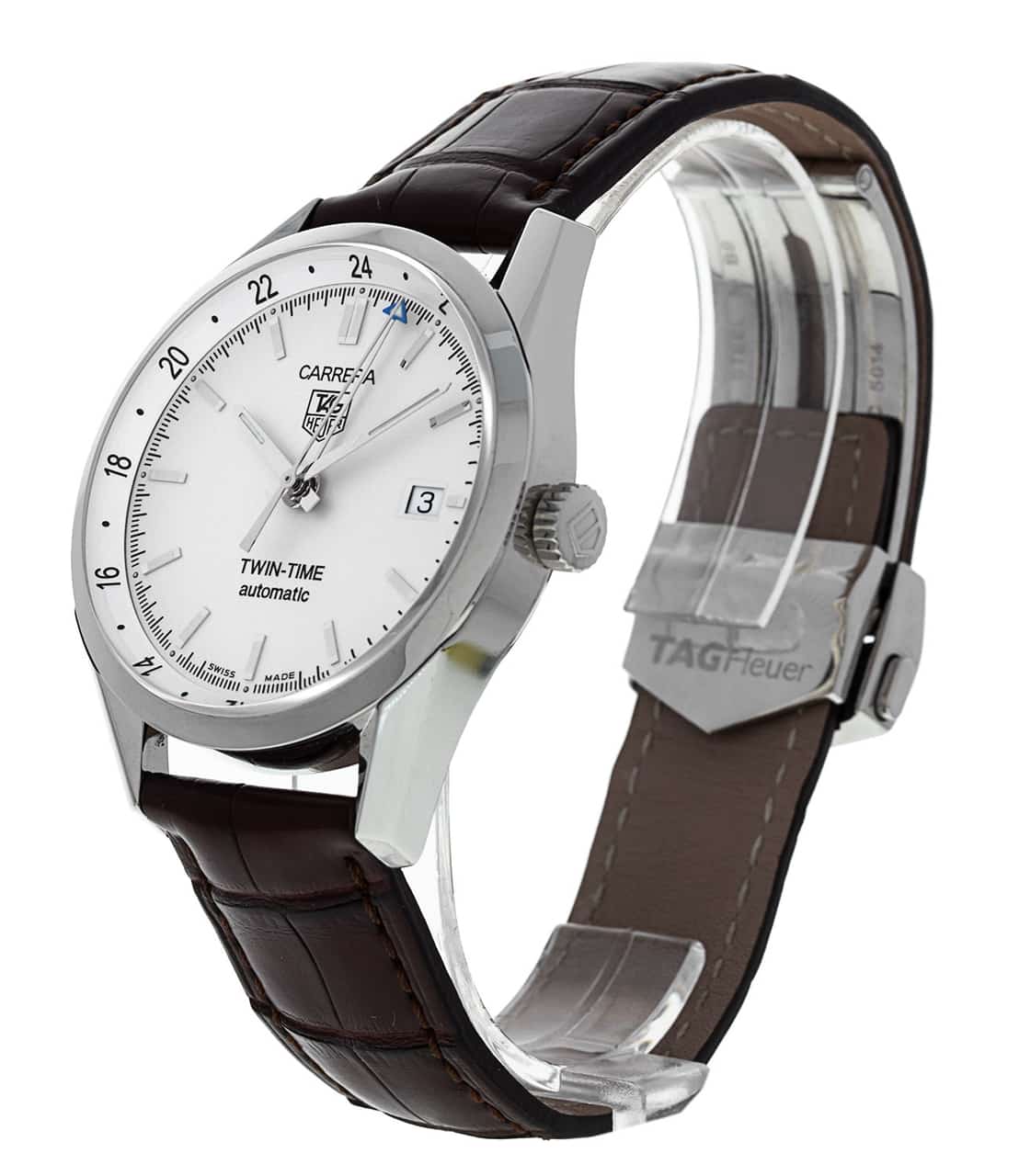 Tag Heuer Carrera Silver Baton Dial Leather Strap